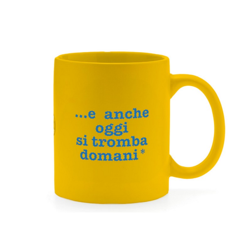 Tazza mug in ceramica gialla decorata con scritta 